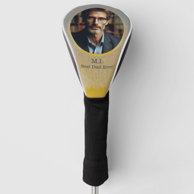 Custom Foto Monogram Best Vater je Gold Silver Golf Headcover (Vorderseite)