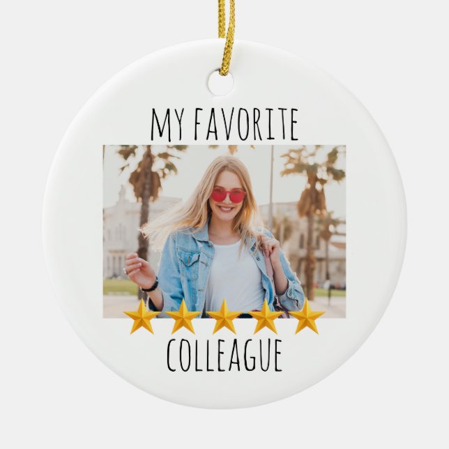 Custom Foto My Favorite Colleague 5 Star Keramik Ornament (Vorne)