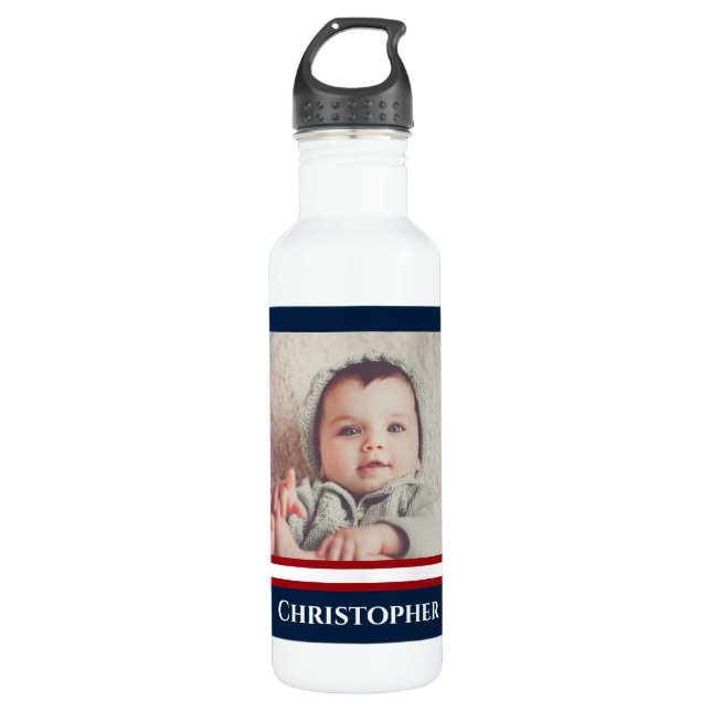 Custom Foto Nausea Navy Blue Red White Edelstahlflasche (Vorderseite)