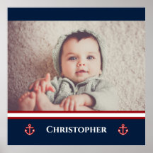Custom Foto Nausea Navy Blue Red White