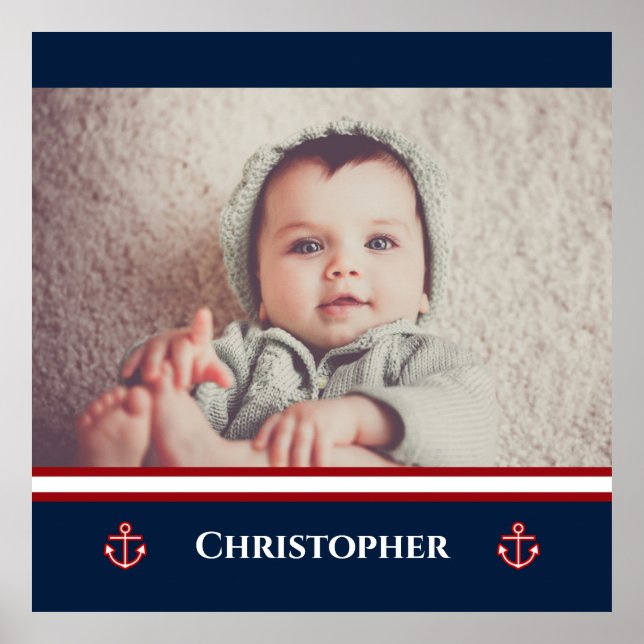 Custom Foto Nausea Navy Blue Red White Poster (Vorne)