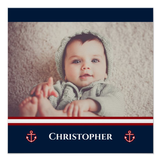Custom Foto Nausea Navy Blue Red White Poster (Vorderseite)