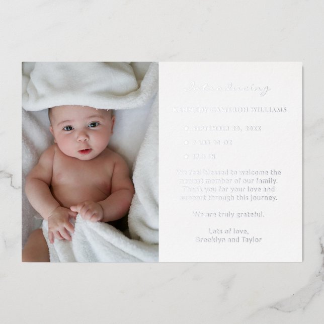 Custom Foto Neuborn Niedlich Simple Hello Baby Bir Folieneinladung (Vorderseite)