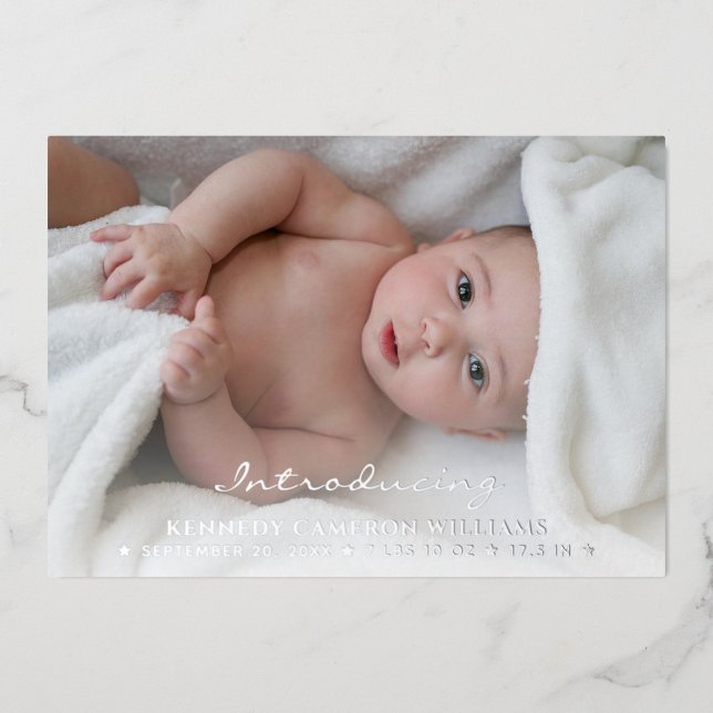 Custom Foto Newborn Simple Niedlich Hello Baby Bir Folieneinladung (Vorderseite)