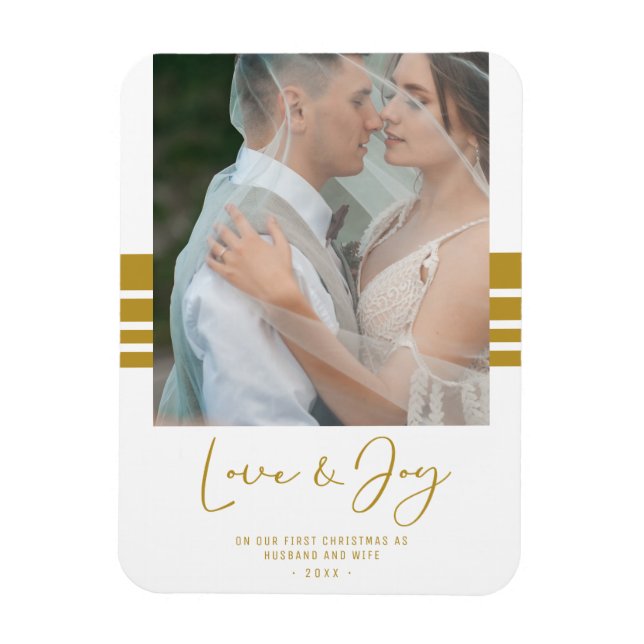 Custom Foto Newlyweds Erste Weihnachten Magnet (Vertikal)