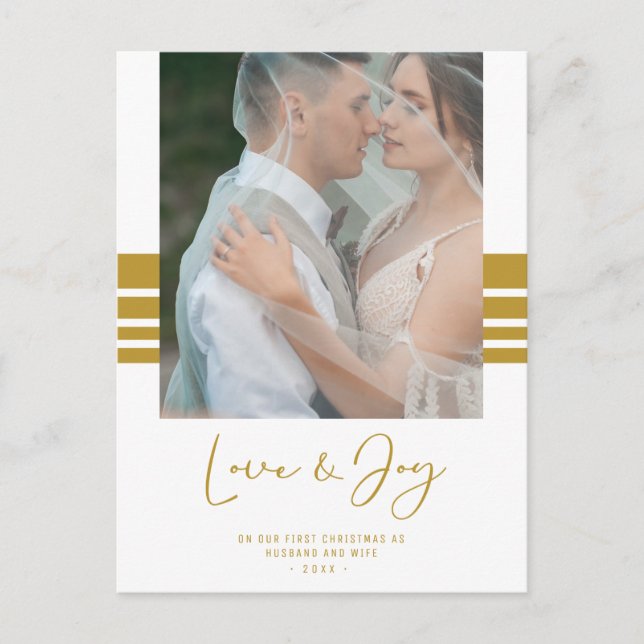 Custom Foto Newlyweds Erste Weihnachten Postkarte (Vorderseite)
