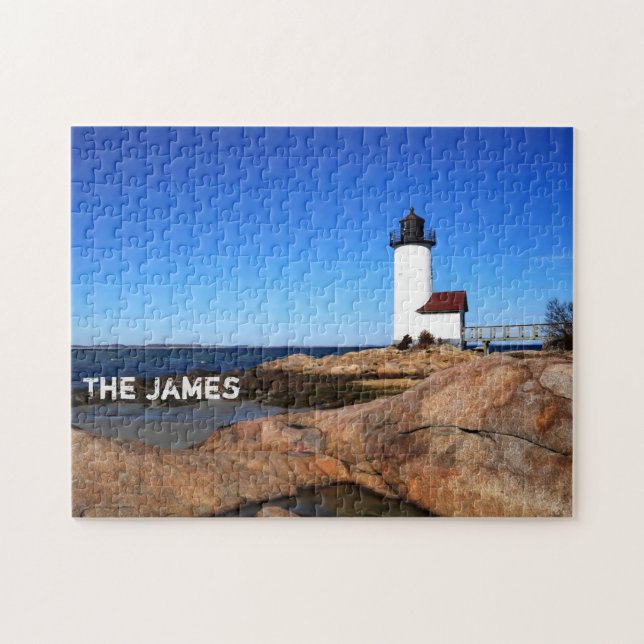 Custom Foto Ocean Beach Lighthouse Jigsaw Puzzle (Horizontal)