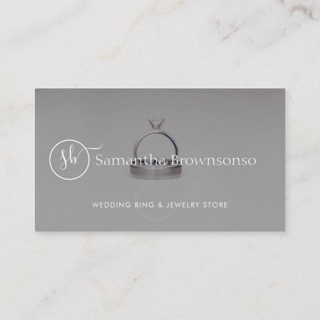 Custom Foto Overlay Wedelplaner Juwelierring Visitenkarte (Rückseite)