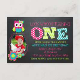 Custom Foto Owl 1. Geburtstag Einladung