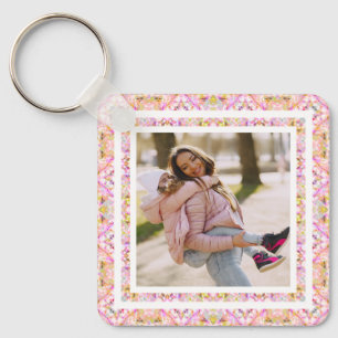 Custom Foto Pastel Pink Happy Green Mother Day Schlüsselanhänger