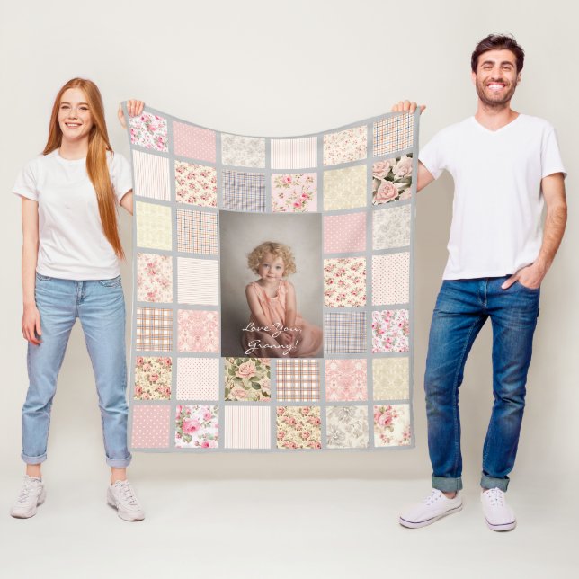 Custom Foto Patchwork Floral Granny Fleecedecke (Beispiel)