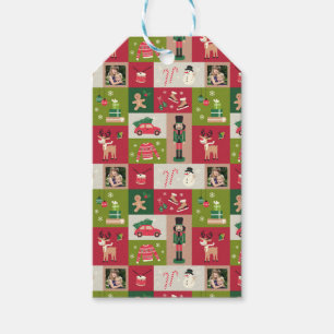 Custom Foto Patchwork Traditionelles Weihnachtsfes Geschenkanhänger