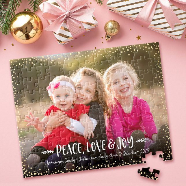 Custom Foto Peace Liebe Joy Moderne Typografie (Von Creator hochgeladen)