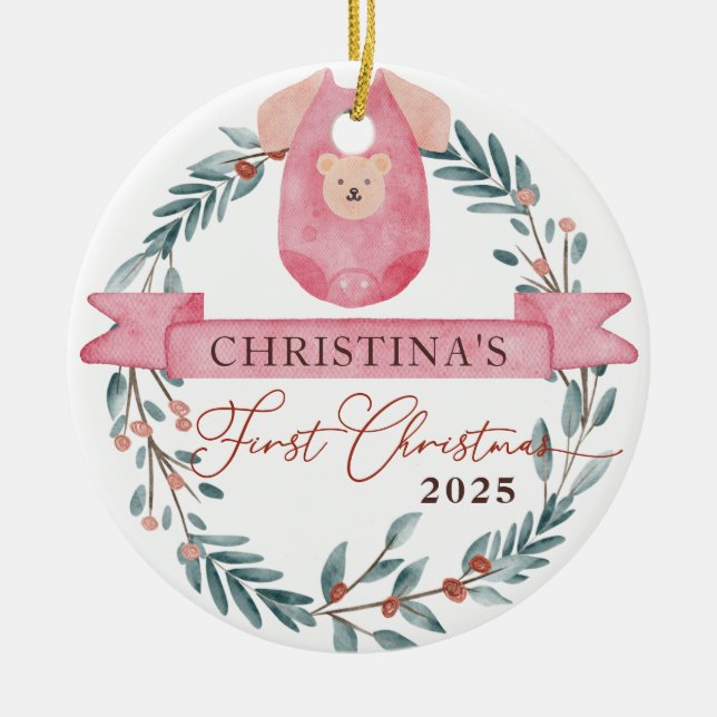 Custom Foto Personalisiert Baby's 1. Weihnachten Keramik Ornament (Vorne)
