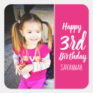 Custom Foto Personalisiert Birthday Party Aufklebe Quadratischer Aufkleber