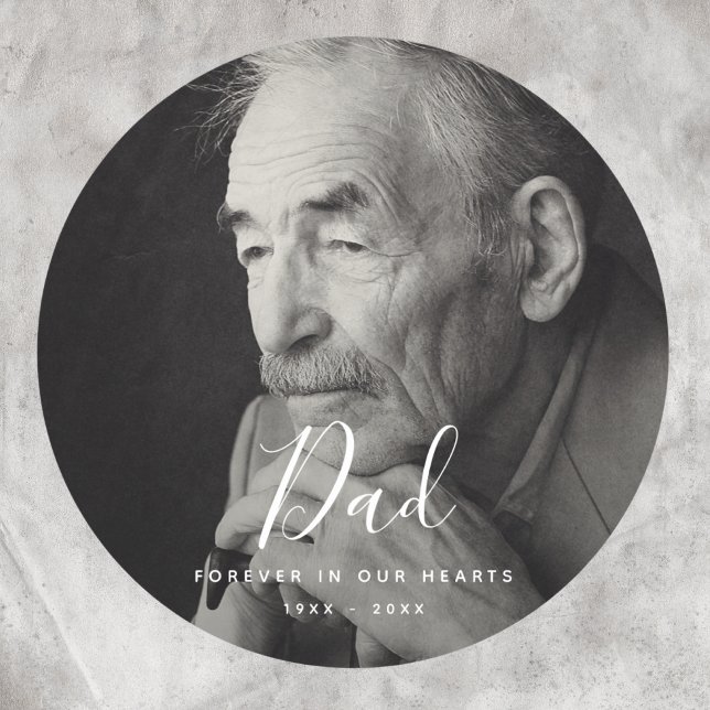 Custom Foto Personalisiert Memorial Death Tribute Runder Aufkleber (Dad Photo Memorial Label)