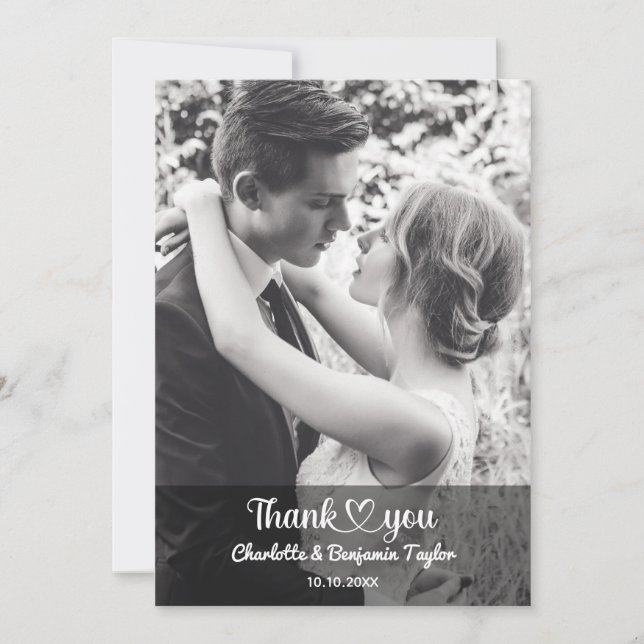 Custom Foto Personalisiert Stilvolle romantische H Dankeskarte (Vorderseite)