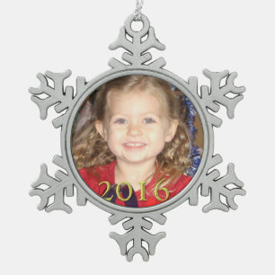 Custom Foto Pewter Weihnachtsschmuck Schneeflocken Zinn-Ornament