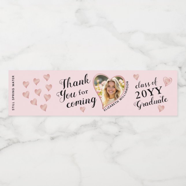 Custom Foto Pink Class 2025 Abschluss Vielen Dank (Einzelnes Label)