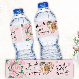 Custom Foto Pink Floral 2025 Abschluss Vielen Dank