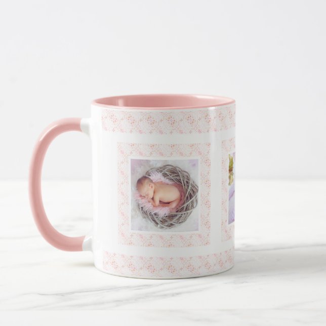 Custom Foto Pink Muster Happy Birthday Mama Tasse (Links)