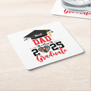 Custom Foto Proud Graduate Family 2025 Geschenke Rechteckiger Pappuntersetzer