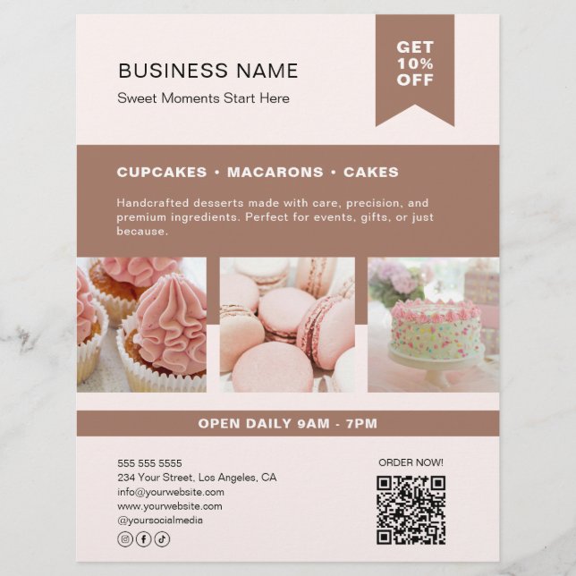 Custom Foto QR Bäckerei Flyer (Vorne)