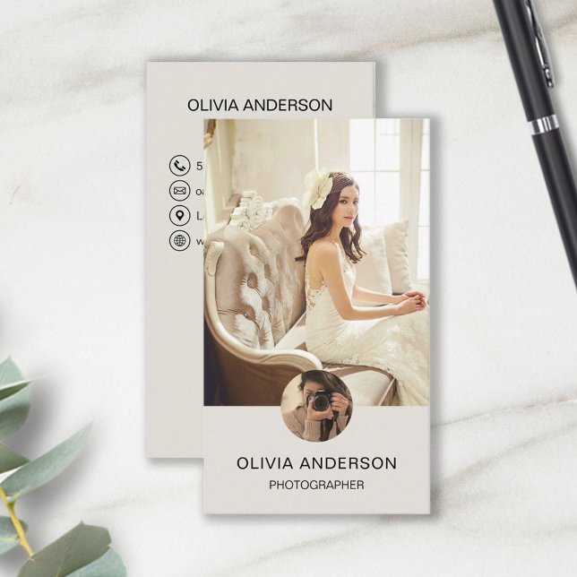 Custom Foto QR Code Social Media Fotograf Visitenkarte (Create your own business card  by MINTIC DESIGN STUDIO)