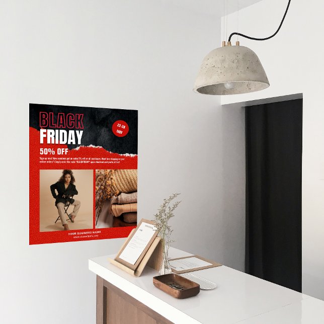 Custom Foto Red Black Friday Produktwerbung Poster (Custom Photo Red Black Friday Product Promo Poster)