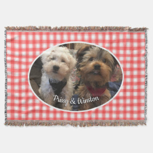 Custom Foto Red & White Country Bauernhof Kariert Decke