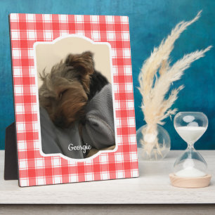 Custom Foto Red & White Country Bauernhof Kariert Fotoplatte