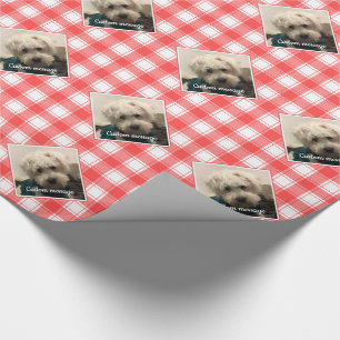 Custom Foto Red & White Country Bauernhof Kariert Geschenkpapier