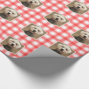 Custom Foto Red & White Country Bauernhof Kariert Geschenkpapier