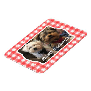 Custom Foto Red & White Country Bauernhof Kariert Magnet