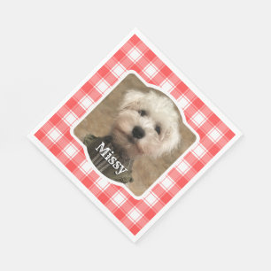 Custom Foto Red & White Country Bauernhof Kariert Serviette