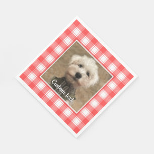 Custom Foto Red & White Country Bauernhof Kariert Serviette