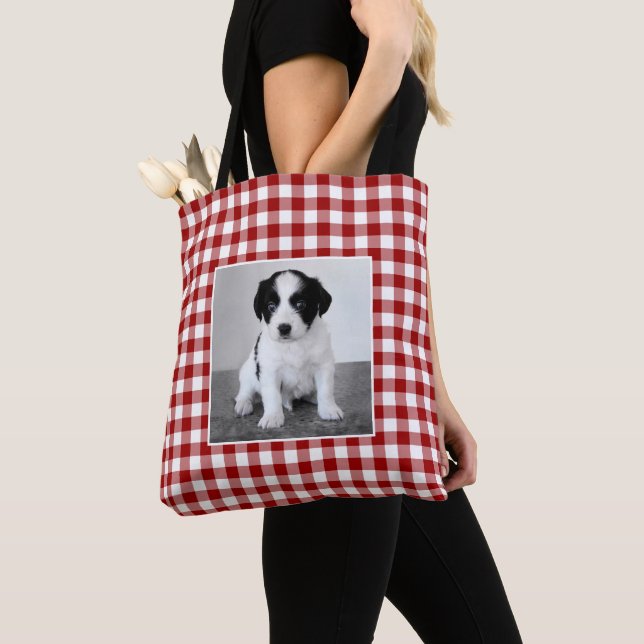 Custom Foto Red White Gingham Pattern Tasche (Von Nahem)