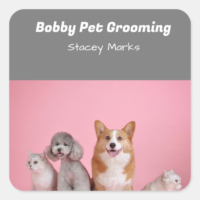 Custom Foto rosa und grau Spiral Notebook Quadratischer Aufkleber (Vorderseite)