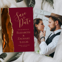 Custom Foto Rust Agate Burgundy Save the Date