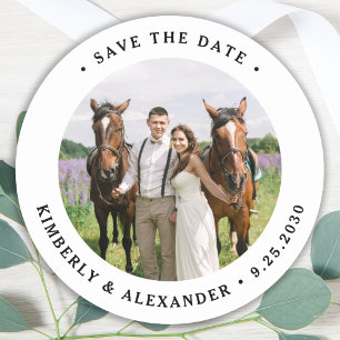 Custom Foto Save the Date Hochzeit Runder Aufkleber