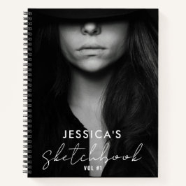 Custom Foto Schwarz-weiß Artist Sketchbook Script Notizbuch