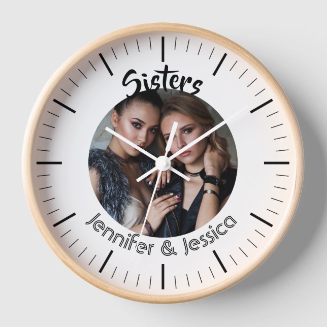 Custom Foto Schwestern beste Freunde beste Freundi Uhr (Vorderseite)