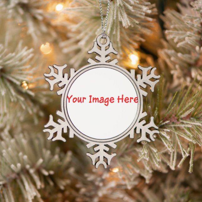 Custom Foto Selfie Personalisiert 4 Mama Schneeflocken Zinn-Ornament (Baum)