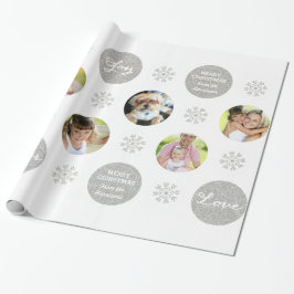 Custom Foto Silver Glitzer Look Geschenkartikel Geschenkpapier