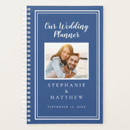 Custom Foto Simple Blue & White Chic Wedding Planer