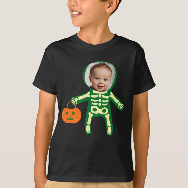 Custom Foto Skelett Halloween-Trick oder Behandlun T-Shirt (Vorderseite)