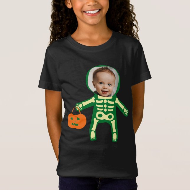 Custom Foto Skelett Halloween-Trick oder Behandlun T-Shirt (Vorderseite)