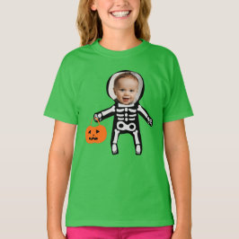 Custom Foto Skelett Halloween-Trick oder Behandlun T-Shirt