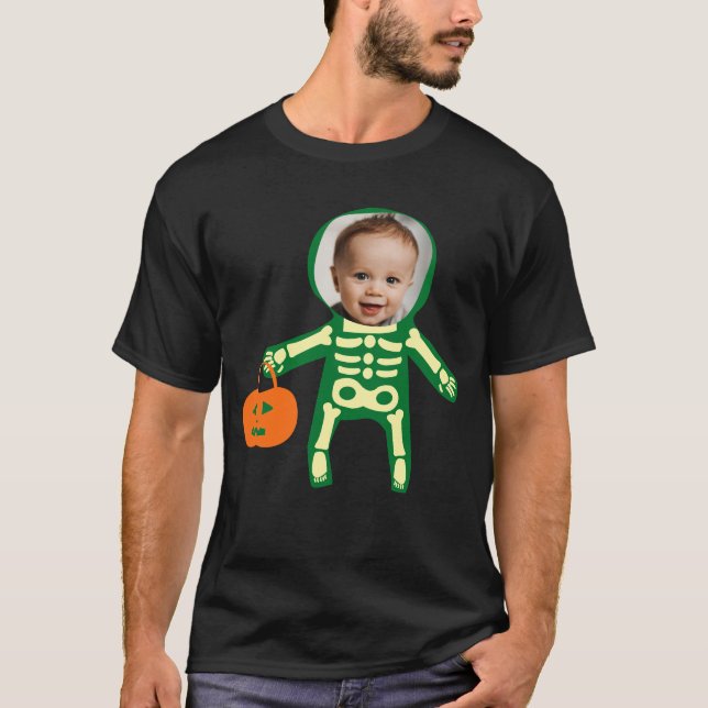 Custom Foto Skelett Halloween-Trick oder Behandlun T-Shirt (Vorderseite)