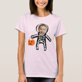 Custom Foto Skelett Trick oder behandeln Halloween T-Shirt